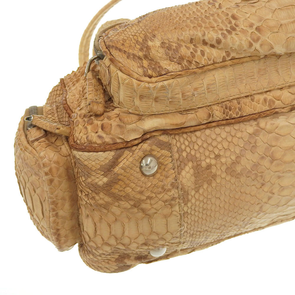 Prada Python Leather Handbag Beige - image 3